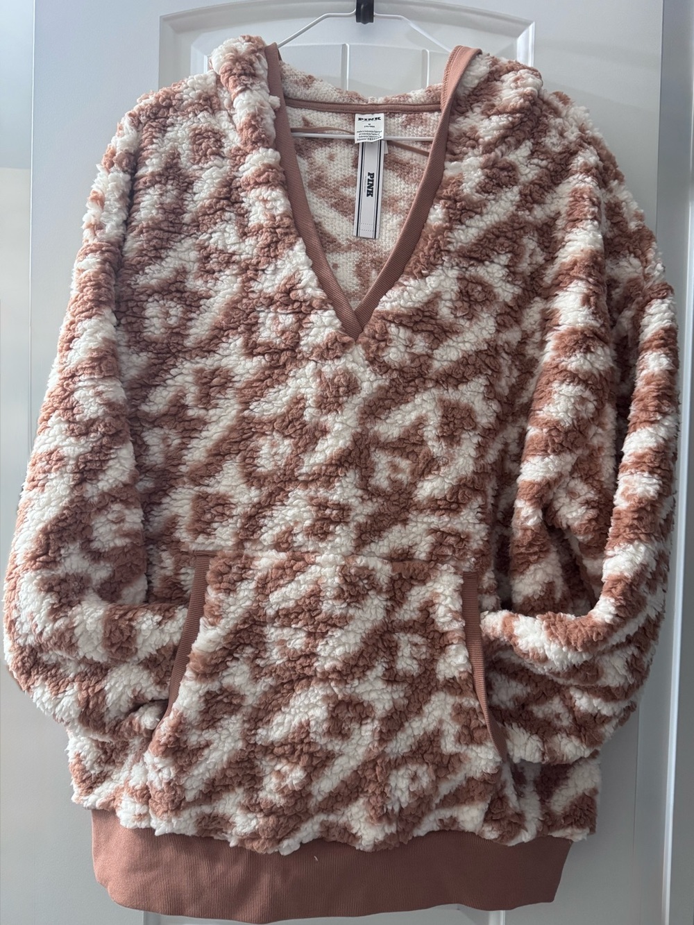 PINK Victoria's Secret Blush and Cream Sherpa VNeck Pullover
Damsel Pink Color